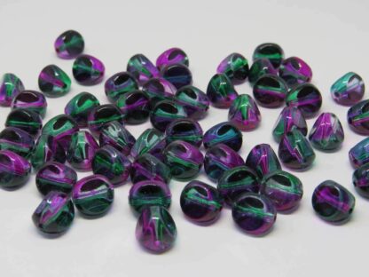 Acrylic Beads – Triangular Prism – Fuchsia/Green – 10x9mm – Pack Of 20