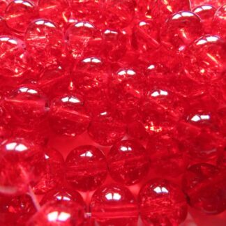 Glass Crackle Beads – Red – 10mm – Strand Of 30 Beads
