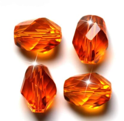 Crystal Beads – Faceted Bicone – Orange – 8x6mm – Pack Of 2