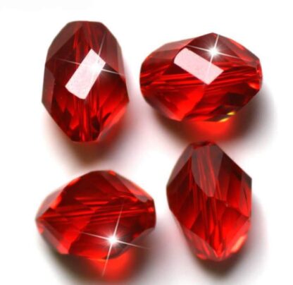 Crystal Beads – Faceted Bicone – Red – 8x6mm – Pack Of 2