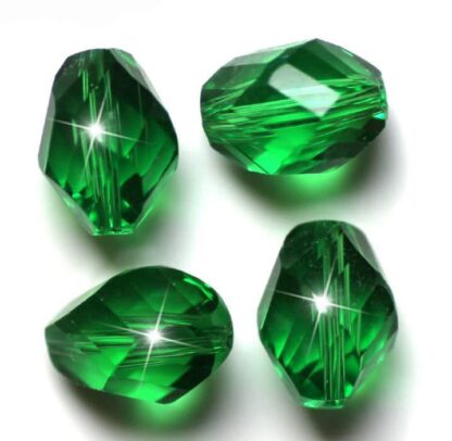 Crystal Beads – Faceted Bicone – Dark Green – 11x8mm – Pack Of 2