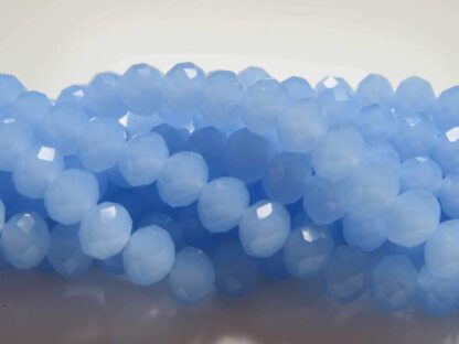 Faceted Crystal Rondelles – Sky Blue Opaque – 8x6mm – Strand Of 50 Beads