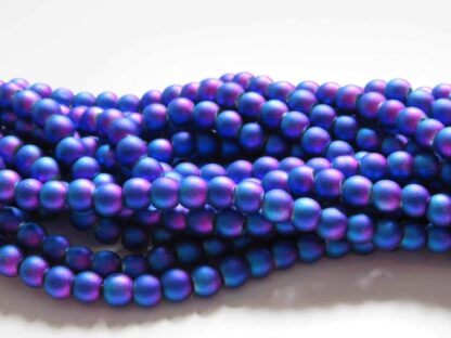 Frosted 2 Tone Glass Beads – Pink/Blue – 6mm – Strand Of 50