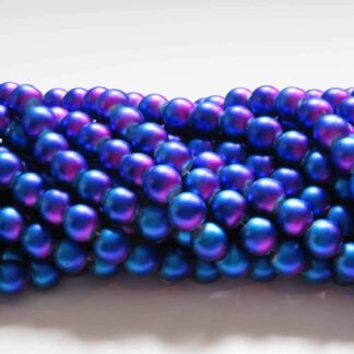 Frosted 2 Tone Glass Beads - Pink/Blue - 10mm - Strand Of 30