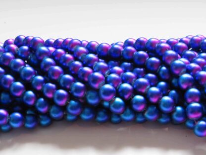 Frosted 2 Tone Glass Beads – Pink/Blue – 10mm – Strand Of 30