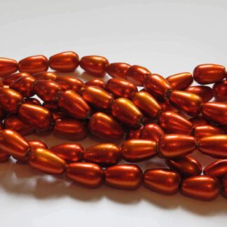 Spray Painted Glass Drop Beads – Two Tone Orange – 13x8mm – Strand Of 20