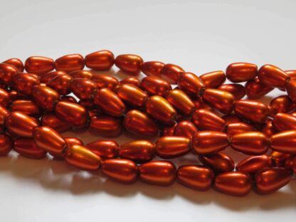 Spray Painted Glass Drop Beads – Two Tone Orange – 13x8mm – Strand Of 20