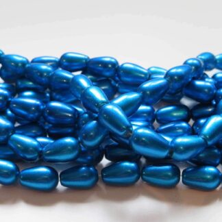 Spray Painted Glass Drop Beads – Royal Blue – 13x8mm – Strand Of 20