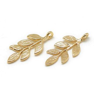 Brass Pendant – Leaf – 18 K Gold Plated – 23x10mm