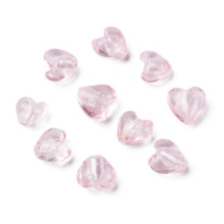 Lampwork Heart Bead – Light Pink – 13x13mm