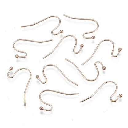 Stainless Steel Earwires – Rose Gold – 21x12mm – Pack Of 5 Pairs