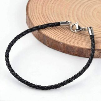 Braided Leather Cord Bracelet – 19.5cm