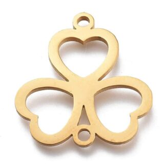 Shamrock Connector – Gold – Stainless Steel – 20x19mm