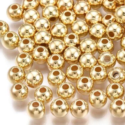 Acrylic Round Spacer Beads – Gold – 5mm – Pack Of 20