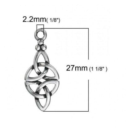 Double Trinity Knot Pendant – Silver Plated Copper – 27x11mm