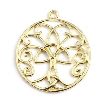 Trinity Knot Tree Of Life Pendant – Gold – 43x39mm