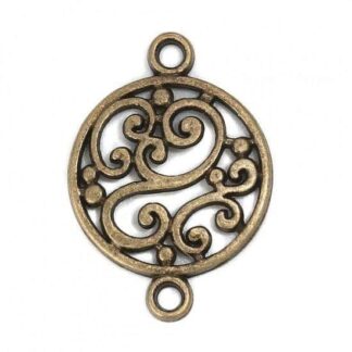 Tibetan Style Swirl Connector – Antique Bronze- 20x14mm
