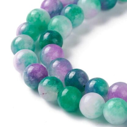 Multicoloured Jade Beads  – Green/Purple – 6mm – Strand Of 40 Beads