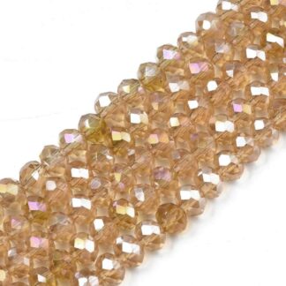Faceted Crystal Rondelles – Sand AB – 4x3mm – Strand Of 100 Beads