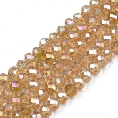 Faceted Crystal Rondelles – Sand AB – 4x3mm – Strand Of 100 Beads