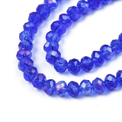Faceted Crystal Rondelles – Royal Blue AB – 4x3mm – Strand Of 100 Beads