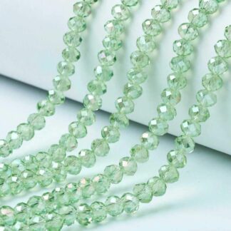 Faceted Crystal Rondelles – Light Green AB – 4x3mm – Strand Of 100 Beads