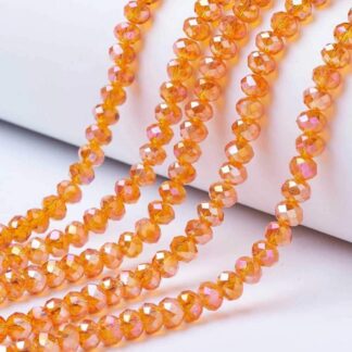 Faceted Crystal Rondelles – Orange AB – 4x3mm – Strand Of 100 Beads