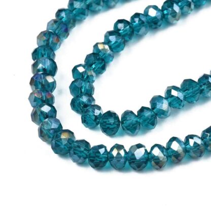 Faceted Crystal Rondelles – Teal AB – 4x3mm – Strand Of 100 Beads
