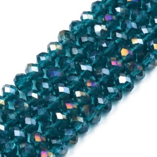 Faceted Crystal Rondelles -Dark Purple AB – 4x3mm – Strand Of 100 Beads