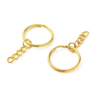 Iron Split Keyring with Chain – Gold – 25x2mm