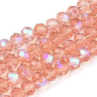 Faceted Crystal Rondelles – Light Orange – 3x2mm – Strand Of 100 Beads