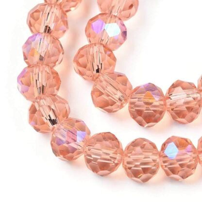Faceted Crystal Rondelles – Light Orange – 3x2mm – Strand Of 100 Beads