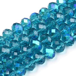 Faceted Crystal Rondelles – Peacock Blue – 3x2mm – Strand Of 100 Beads