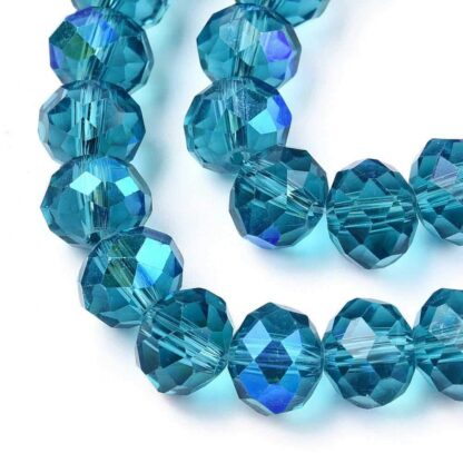 Faceted Crystal Rondelles – Peacock Blue – 3x2mm – Strand Of 100 Beads