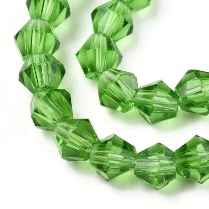 Crystal Bicones – Green – 4mm – Strand Of 85 Beads