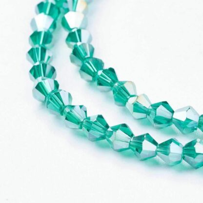 Crystal Bicones – Dark Green AB – 4mm – Strand Of 90 Beads