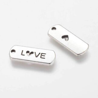 Love Pendant/ Charm – Antique Silver – 21x8mm