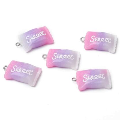 Resin Pendant – Sweet – Pink/ Lilac – 28x16mm