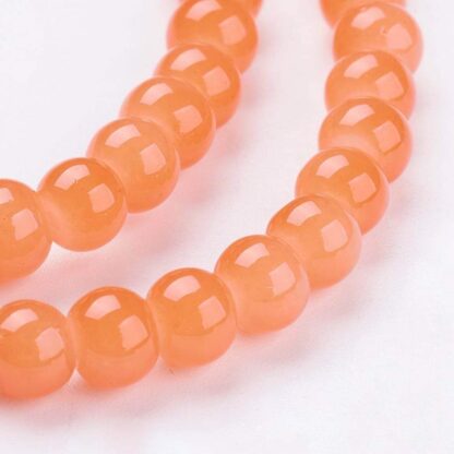 Glass Beads – Light Tangerine – 8mm – Strand Of 30